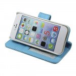 Wholesale iPhone 5 5S Simple Leather Wallet Case with Stand (Blue)